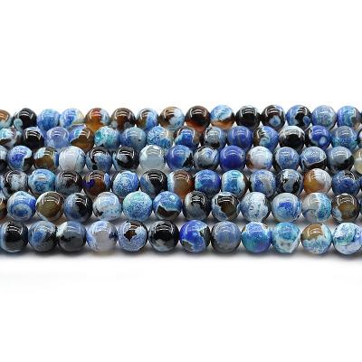 China For Jewelry Making Wholesale 4/6/8/10mm Royal Blue Fire Agate Loose Gemstone Set Natural Stone Beads For Jewelry Making Sets for sale