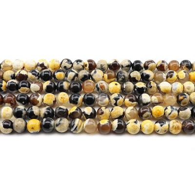 China For Jewelry Making Wholesale 4/6/8/10mm Yellow Fire Agate Loose Gemstone Set Natural Stone Beads For Jewelry Making Sets for sale