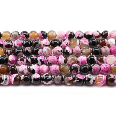 China For Jewelry Making Wholesale 4/6/8/10mm Rose Red Pink Fire Agate Loose Gemstone Set Natural Stone Beads For Jewelry Making Sets for sale