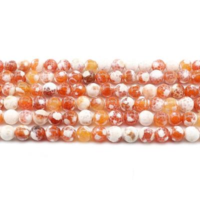 China For Jewelry Making Wholesale 4/6/8/10mm Orange With Fire White Agate Loose Gemstone Set Natural Stone Beads For Jewelry Making Sets for sale