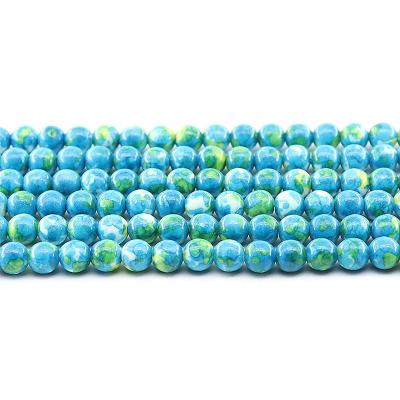 China For Jewelry Making Wholesale 4/6/8/10mm Blue With Yellow Rain Colored Stone Loose Gemstone Set Natural Stone Beads For Jewelry Making Sets for sale