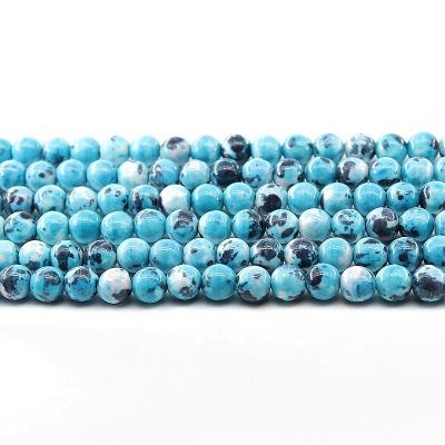 China For Jewelry Making Wholesale 4/6/8/10mm Blue With Gray Rain Colored Stone Loose Gemstone Set Natural Stone Beads For Jewelry Making Sets for sale