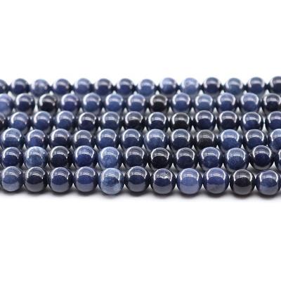 China For Jewelry Making Wholesale 4/6/8/10mm Ink Blue Chalcedony Loose Gemstone Set Natural Stone Beads For Jewelry Making Sets for sale