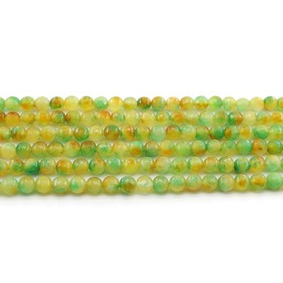 China For Jewelry Making Wholesale 4/6/8/10mm Cutout Yellow With Green Jade Loose Gemstone Set Natural Stone Beads For Jewelry Making Sets for sale