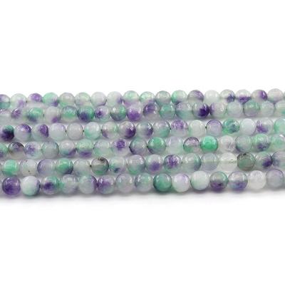 China For Jewelry Making Wholesale 4/6/8/10mm Cut Purple Green Colored Jade Loose Gemstone Set Natural Stone Beads For Jewelry Making Sets for sale