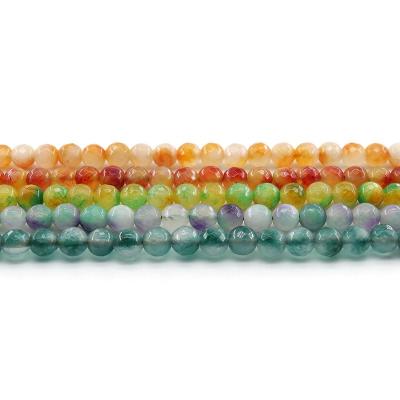 China For Jewelry Making Wholesale 4/6/8/10mm Multicolor Color Cutting Colorful Jade Loose Gemstone Set Natural Stone Beads For Jewelry Making Sets for sale