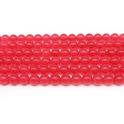 China For Jewelry Making Wholesale4/6/8/10mm Round Rose Red Jade Bead Bracelet Loose Gemstone Set Natural Stone Beads For Jewelry Making Sets for sale