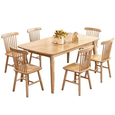 China rectangular solid wood tables 4 chairs wooden modern dining table set for sale