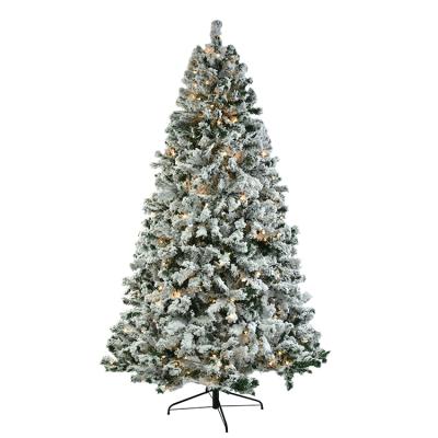 China Morden Luxury Holiday Decoration Flocked Artificial Tree With Lights Hinged PVC Christmas Tree for sale