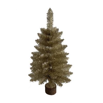 China Wholesale Simple Gold Mini PET Decoration Tabletop Christmas Tree for sale