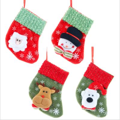 China Christmas Ornament Christmas Tree Fur Ball Snowflake Sock Gift Bag Christmas Stocking Decoration Christamas Pendan for sale