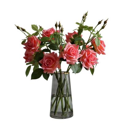 China Morden Wedding Decor Single Stem Rose Artificial Flower Real Touch for sale