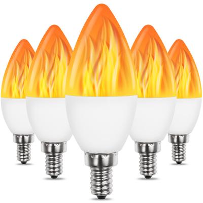 China Residential E14 Candle Lamp 2W 85 - 265V E12 E14 Led Flame Shaped Light Bulb For Decoration for sale