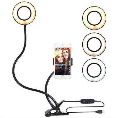 China Live Broadcast Cell Phone Holder SHENPU LED Ring Light with Phone Ring Lamp Holder for Live Streaming with Clip for sale