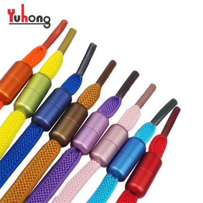 China Wholesale Custom Elastic Flat High Quality No Tie 12 Colored Laces With Cap Screw Locks Lazy Lace for sale