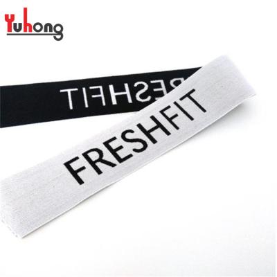 China Wholesale Custom Printed Logo Woven Jacquard Elastic Webbing Tape From China Elastic Factory With High Quality Elasticity for sale