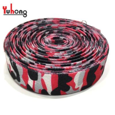 China High Tenacity Red Camouflage Pattern Printed Webbing Belt 2 Cm Polyester Ribbon for sale