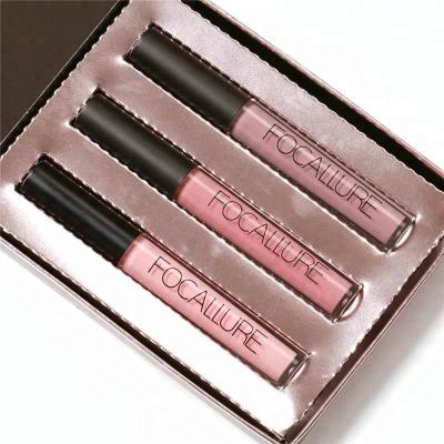 China Focallure Long-lasting Waterproof Natural Matte Liquid Lipstick Kit 3 PCs Mini Lip Stick Set for sale