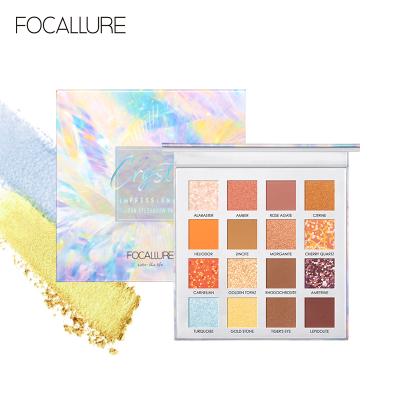 China FOCALLURE Professional 16 Shades Makeup Pigment Waterproof Eyeshadow Pan Shimmer Lady Cosmetics for sale