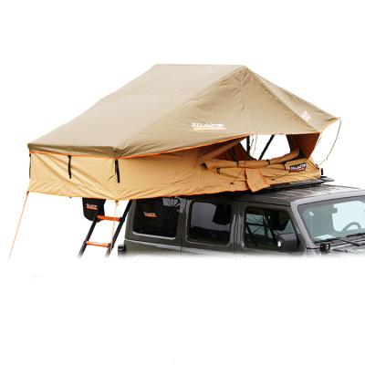 China Hot sale 3-4 person large space 4x4 outdoor camping roof top tent extended type 2023 extended type waterproof soft roof top tent for sale