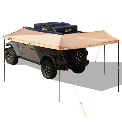 China Camping 4x4 4WD Custom 270 Degree Outdoor Waterproof UV Retractable Car Side Tent Diagonal Bracing Type Free Standing Pole for sale