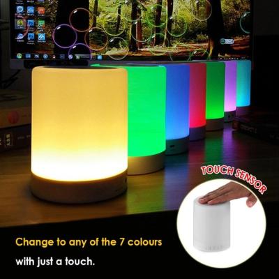 China No Bedside Touch Control Car LED Light Mini Speaker Lamp Portable Music Smart Night Wireless Speaker for sale