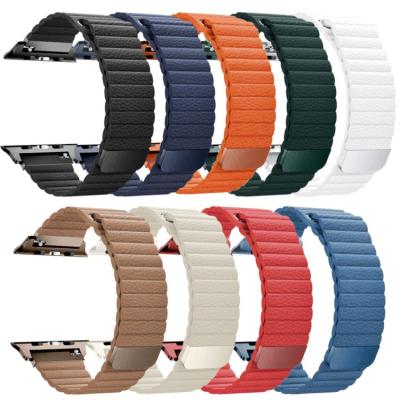 China Leather Series 5/4/3/2, 42mm 38mm 44mm 40mm Strong Magnetic Leather Strap Buckle Strap For Apple Watch for sale