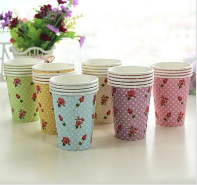 China Food Grade Paper Wholesale Price Rose Disposable Paper Cup Chinoiserie 270ml 12pcs 9.5oz for sale