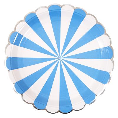 China Factory wholesale price of food grade paper 9 inch paper plate set disposable 8pcs food grade pastel classic paper for sale