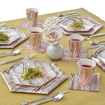 China Food Grade Wholesale Price Dinner Set 8inch 10inch Paper Napkins Cups Set Vintage for sale