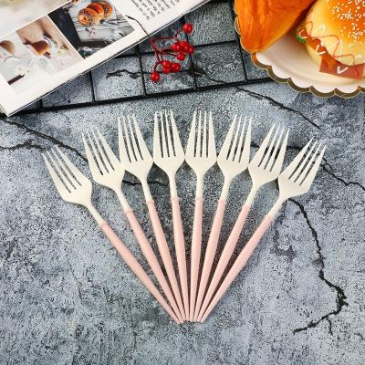 China Wholesale Price Plastic Rose Knife Fork Spoon 20cm Disposable Plastic Girls Serve 8 People for sale