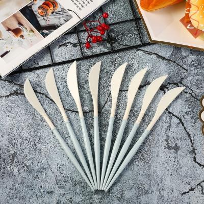 China Wholesale Price Plastic Disposable Knife Fork Spoon 20cm 7.87inch Blue Service 8 People for sale