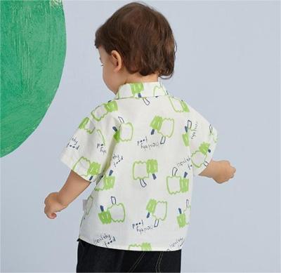 China Hot Sale Fashion High Quality Cute Breathable Intersected Fruit Vegetable Pattern Shirts For Kids Boys for sale