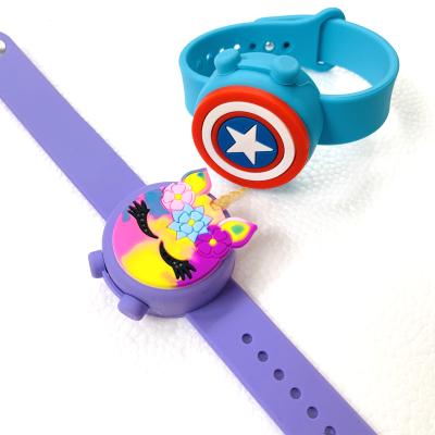 China Cartoon Printed Adjustable Silicone Hand Sanitizer Wrist Band Wristband for sale