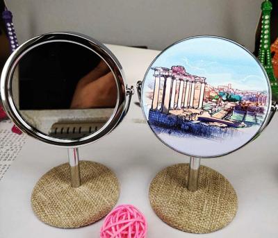 China Customized New Design Customized Private Round PU Leather Mirror For Makeup Table Makeup Mirror for sale