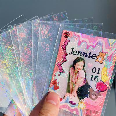 China Korea Eco-Friendly Stars Clear Holographic Cherry Blossom Sleeves Comic Hologram Photo Card Sleeves Penny Sleeves for sale