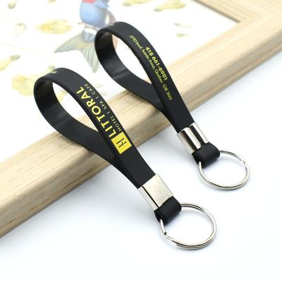 China Custom Silicone Wristband Promotion Gift Logo Silicone Wristband Key Chain In Stock for sale