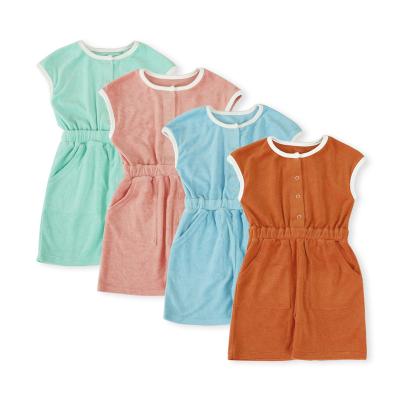 China Custom Size Terry Summer Short Sleeve Children's Fashion Anti-pilling Elastic Overalls For Little Girls for sale