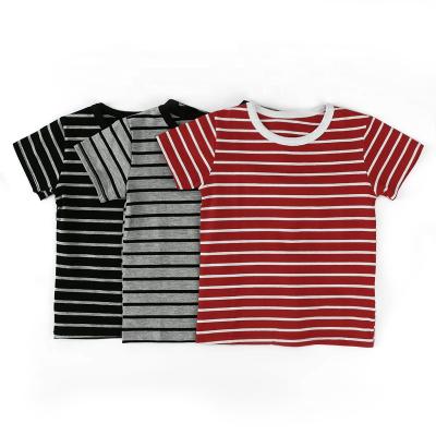 China Preppy Style High Quality Stripe Sleeves Summer Clothes Casual Short T Shirt For Kids Boy for sale