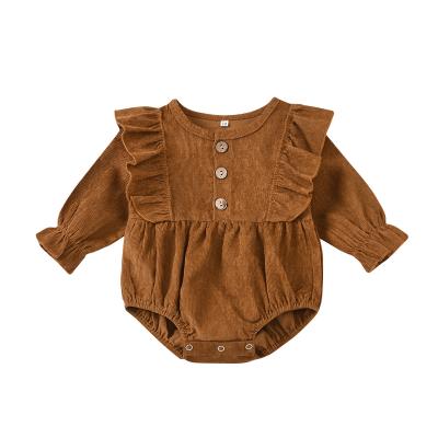 China Long sleeve newborn baby clothes ruffle sleeves boutique clothing solid color cotton fabric high quality clothes for sale