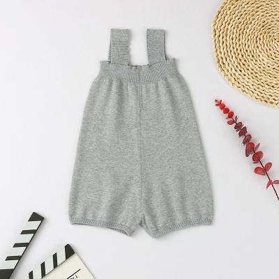 China 2021 summer solid color QUICK DRY high quality 100% cotton fabric knitted baby clothes simple design loose baby romper for sale