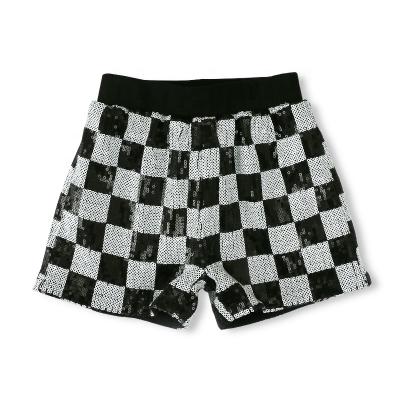 China Custom Made Little Girl Black White Plaid Fashion Kid Shorts Pants Sequin Anti-wrinkle Anti-wrinkle Baby Panties for sale