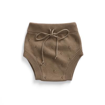 China Anti-wrinkle high quality toddler shorts solid color elasticity lacing mid waist knitted baby shorts for sale