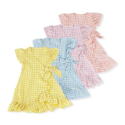 China Wholesale Anti-wrinkle Baby Ruffles Fashion Casual Plaid Kids Summer Girl Dresses for sale