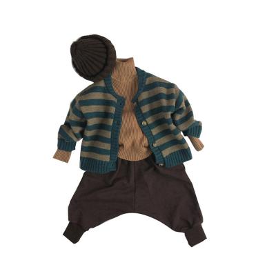 China Boutique Baby Clothes Girl Cardigan Breathable Hot Selling Cotton Stripped Girls Sweater for sale