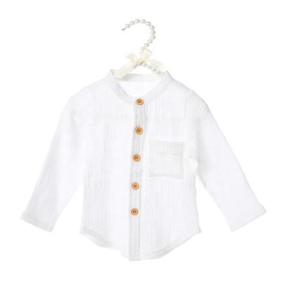 China Sustainable Hot Selling Long Sleeves White Boy Clothes Baby T Shirts Baby Clothes for sale