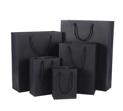 China Recyclable Custom High Quality Luxury Shopping Paper Bag For Clothes Gift Black Paper Bag for sale