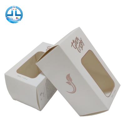 China Recyclable Custom Paper Box Skin Care Set Packaging Cosmetic Paper Serum Packaging Box With Blank Window for sale