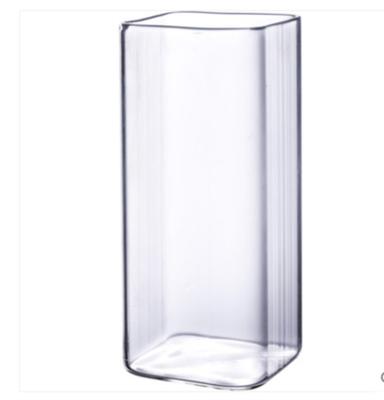 China Sustainable High Grade Simple Shape Square Thickened Bottom Single Wall Glass Milk Cup for sale