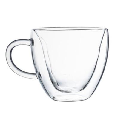 China Viable Manufacturer Supply High Borosilicate Double Walled Glass Coffee Mugs With Handle for sale